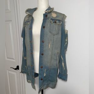 Jean Jacket With ripped designs